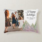 ピンクの水の色クリスマスツリーの芸術的写真 アクセントクッション (正面)