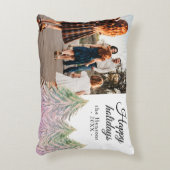 ピンクの水の色クリスマスツリーの芸術的写真 アクセントクッション (正面(垂直))