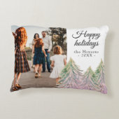 ピンクの水の色クリスマスツリーの芸術的写真 アクセントクッション (裏面)