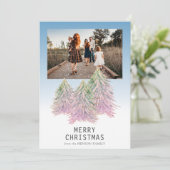 ピンクの水の色クリスマスツリーの芸術的写真 シーズンカード (スタンド正面)