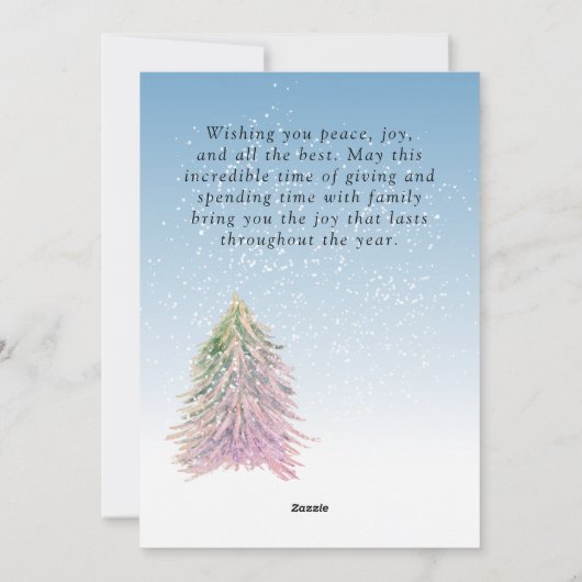 ピンクの水の色クリスマスツリーの芸術的写真 シーズンカード (裏面)