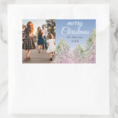 ピンクの水の色クリスマスツリーの芸術的写真 長方形シール (バッグ)