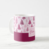 ピンクの水の色クリスマスツリーパターン コーヒーマグカップ (正面左)