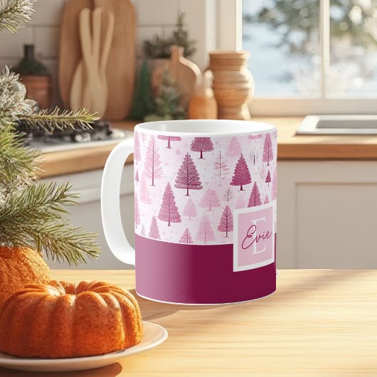 ピンクの水の色クリスマスツリーパターン コーヒーマグカップ