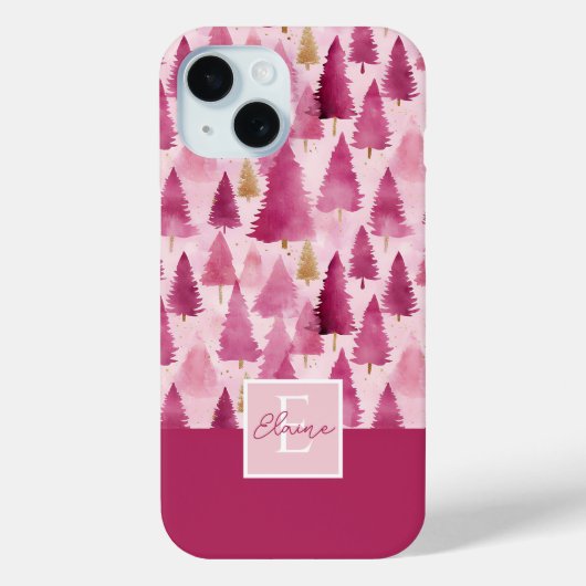 ピンクの水の色クリスマスツリーパターン Case-Mate iPhoneケース (裏面)