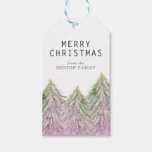 ピンクの水の色クリスマスツリー芸術的ギフトラベル