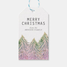 ピンクの水の色クリスマスツリー芸術的ギフトラベル ギフトタグ