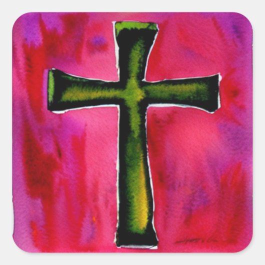 ピンクの水の色クロスシール スクエアシール (正面)