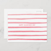 ピンクの水の色ストライプのバレンタインデーはがき ポストカード (正面/裏面)
