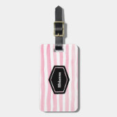 ピンクの水の色ストライプのパーソナライズされたラゲッジタグ ラゲッジタグ (正面縦)