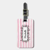 ピンクの水の色ストライプのパーソナライズされたラゲッジタグ ラゲッジタグ (正面縦)