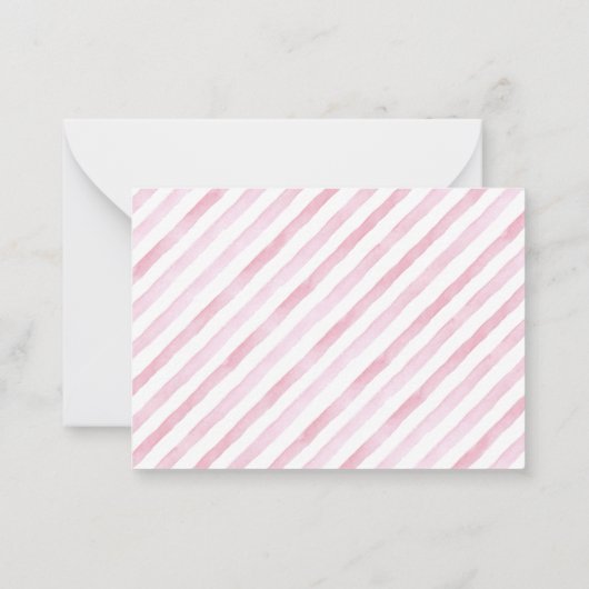 ピンクの水の色ストライプの第1の誕生日マイルストーン ノートカード (裏面)