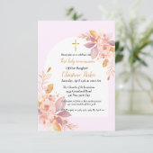 ピンクの水の色スプラッシュ最初の神聖な聖餐会 招待状 (スタンド正面)