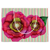 ピンクの水の色デジタル絵を描フラワーズ抱き枕 ラージペーパーバッグ (正面)