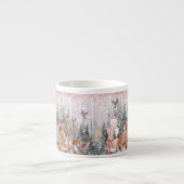 ピンクの水の色トナカイ、雪だるまメリークリスマス エスプレッソカップ (正面)