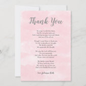 ピンクの水の色ベビーシャワーありがとう注+詩 サンキューカード (正面)