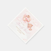 ピンクの水の色ボホガールTeddyクマ赤ちゃんシャワー スタンダードカクテルナプキン (角)