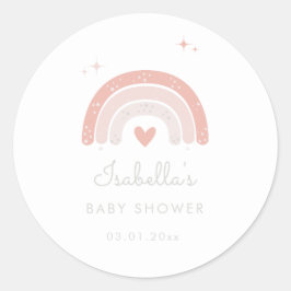 ピンクの水の色レインボーガールベビーシャワーの好意 ラウンドシール