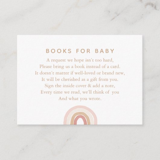 ピンクの水の色レインボーブックリクエスト エンクロージャーカード (正面)