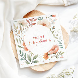 ピンクの水の色ワイルドフラワーベビーシャワー スタンダードランチョンナプキン