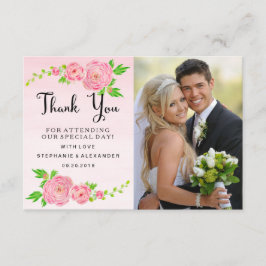 ピンクの水の色Ranunculus's Thank 結婚 You Photo サンキューカード