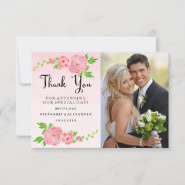 ピンクの水の色Ranunculus's Thank 結婚 You Photo サンキューカード