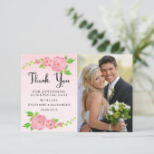 ピンクの水の色Ranunculus's Thank 結婚 You Photo サンキューカード (スタンド正面)