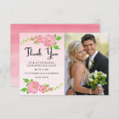 ピンクの水の色Ranunculus's Thank 結婚 You Photo サンキューカード (正面/裏面)