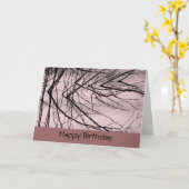 ピンクの水への枝の反射 カード (黄色い花)