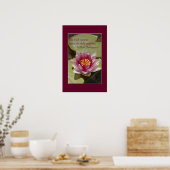 ピンクの水ゆりの花クローズアップフォトカスタム ポスター (キッチン)