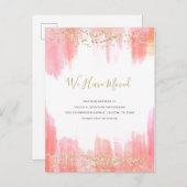 ピンクの水エレガント色と金ゴールド|新しいアドレス 案内ポストカード (正面/裏面)