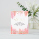 ピンクの水エレガント色と金ゴールド|新しいアドレス 案内ポストカード (スタンド正面)