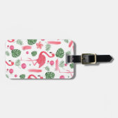 ピンクの水エレガント色の熱帯フラミンゴフローラ ラゲッジタグ (正面横)