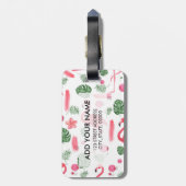 ピンクの水エレガント色の熱帯フラミンゴフローラ ラゲッジタグ (裏面縦)