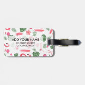 ピンクの水エレガント色の熱帯フラミンゴフローラ ラゲッジタグ (裏面横)