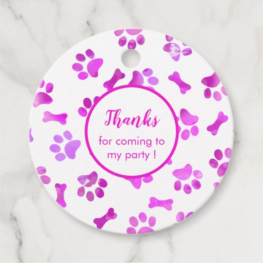 ピンクの水カラーのポープリント フェイバータグ (正面)