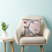 ピンクの水カラーバラグレー炭フローラ クッション (椅子)