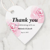 ピンクの水カラーバラハート フェイバータグ (正面)