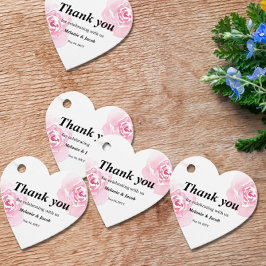 ピンクの水カラーバラハート フェイバータグ