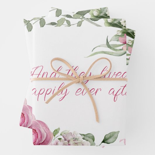 ピンクの水カラーバラフレームパーソナライズされた ラッピングペーパーシート (インサイチュ)