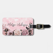 ピンクの水カラーバラフローラ ラゲッジタグ (正面横)