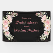 ピンクの水カラーバラムーディブラックブライダルシャワー 横断幕 (横)