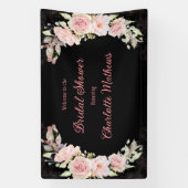 ピンクの水カラーバラムーディブラックブライダルシャワー 横断幕 (縦)