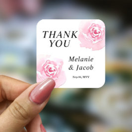 ピンクの水カラーバララウンドシール スクエアシール