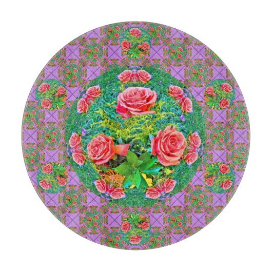 ピンクの水カラーバラ カッティングボード (正面)