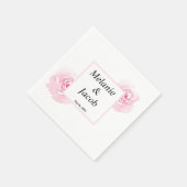 ピンクの水カラーバラ スタンダードカクテルナプキン (角)