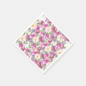 ピンクの水カラーバラ スタンダードカクテルナプキン (角)