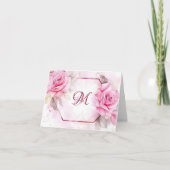 ピンクの水カラーバラ ノートカード (正面)