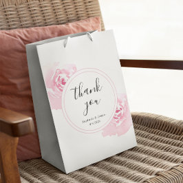 ピンクの水カラーバラ ミディアムペーパーバッグ