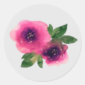 ピンクの水カラーバラ ラウンドシール (正面)